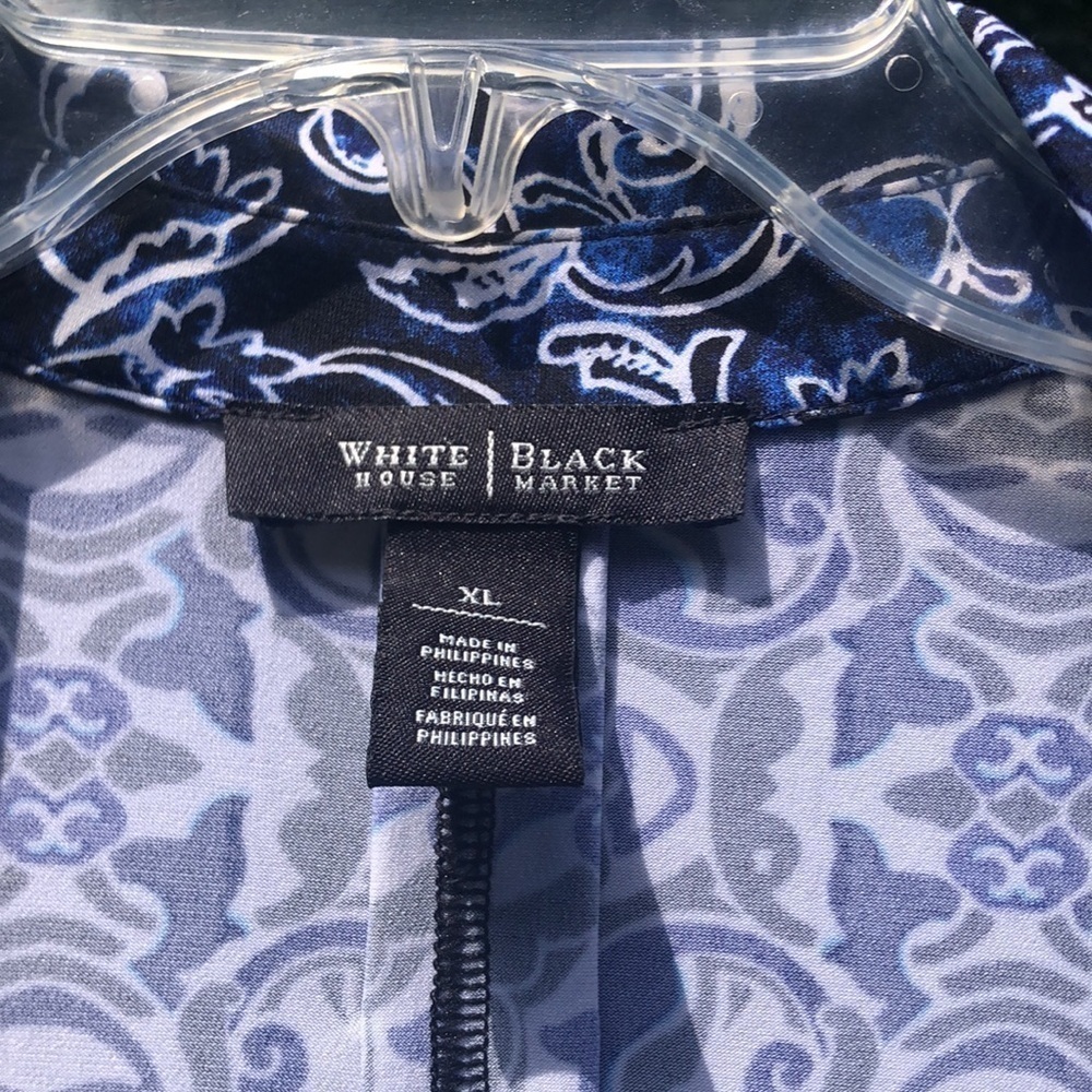 WHITE HOUSE BLACK MARKET TUNIC/DRESS XL Pit to Pit 22 1/2" Blues Blacks Preworn - Picture 3 of 15